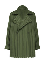 A product shot of the PLEATS PLEASE ISSEY MIYAKE SMOOTH COAT coat in khaki.
