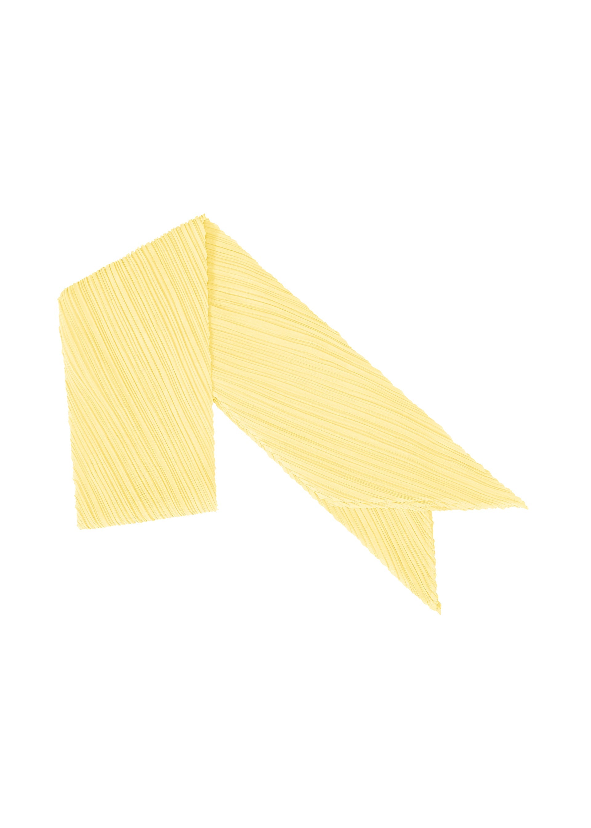 A product shot of the PLEATS PLEASE ISSEY MIYAKE MONTHLY SCARF JULY stole in pale yellow.