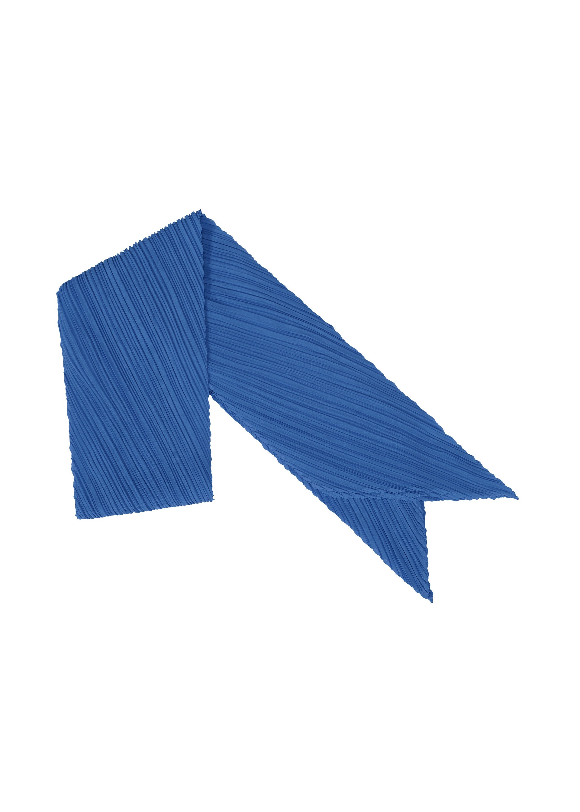 A product shot of the PLEATS PLEASE ISSEY MIYAKE MONTHLY SCARF JULY stole in blue.
