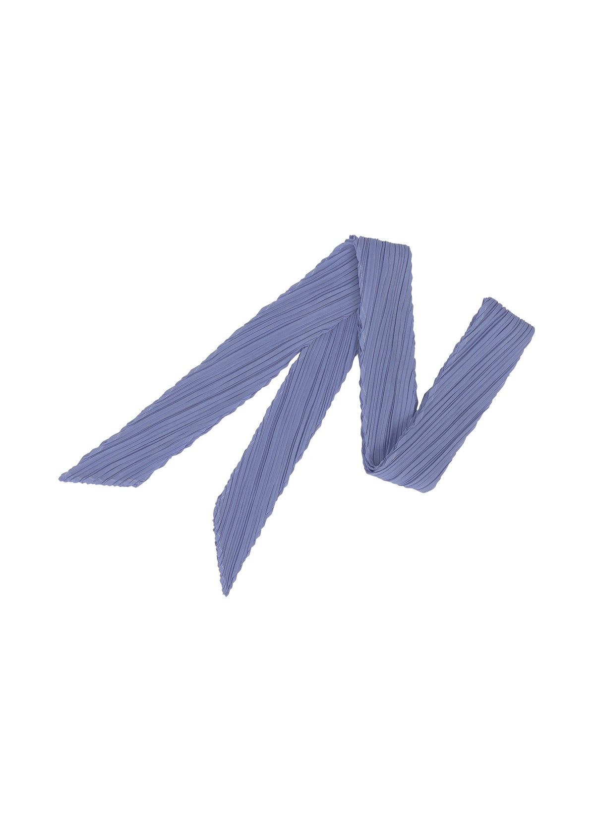 A product shot of the PLEATS PLEASE ISSEY MIYAKE SKINNY SCARF stole in light blue.