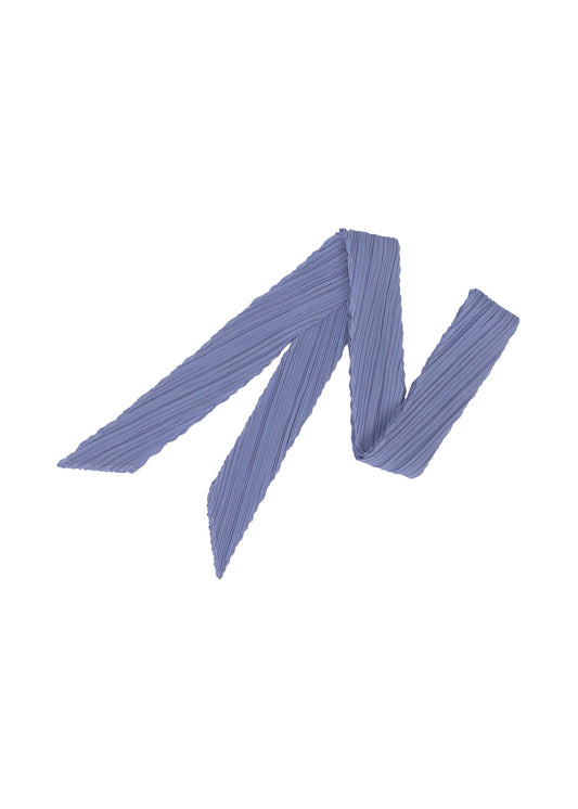A product shot of the PLEATS PLEASE ISSEY MIYAKE SKINNY SCARF stole in light blue.