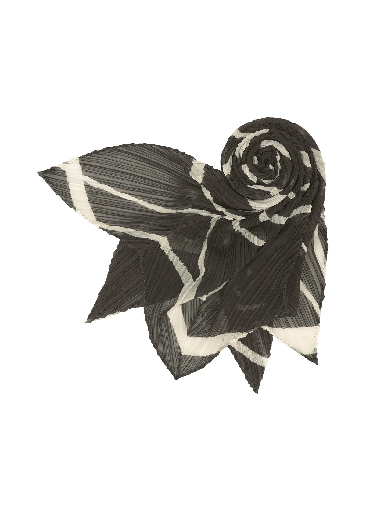 A detail shot of the PLEATS PLEASE ISSEY MIYAKE FOLD LINE SCARF stole.