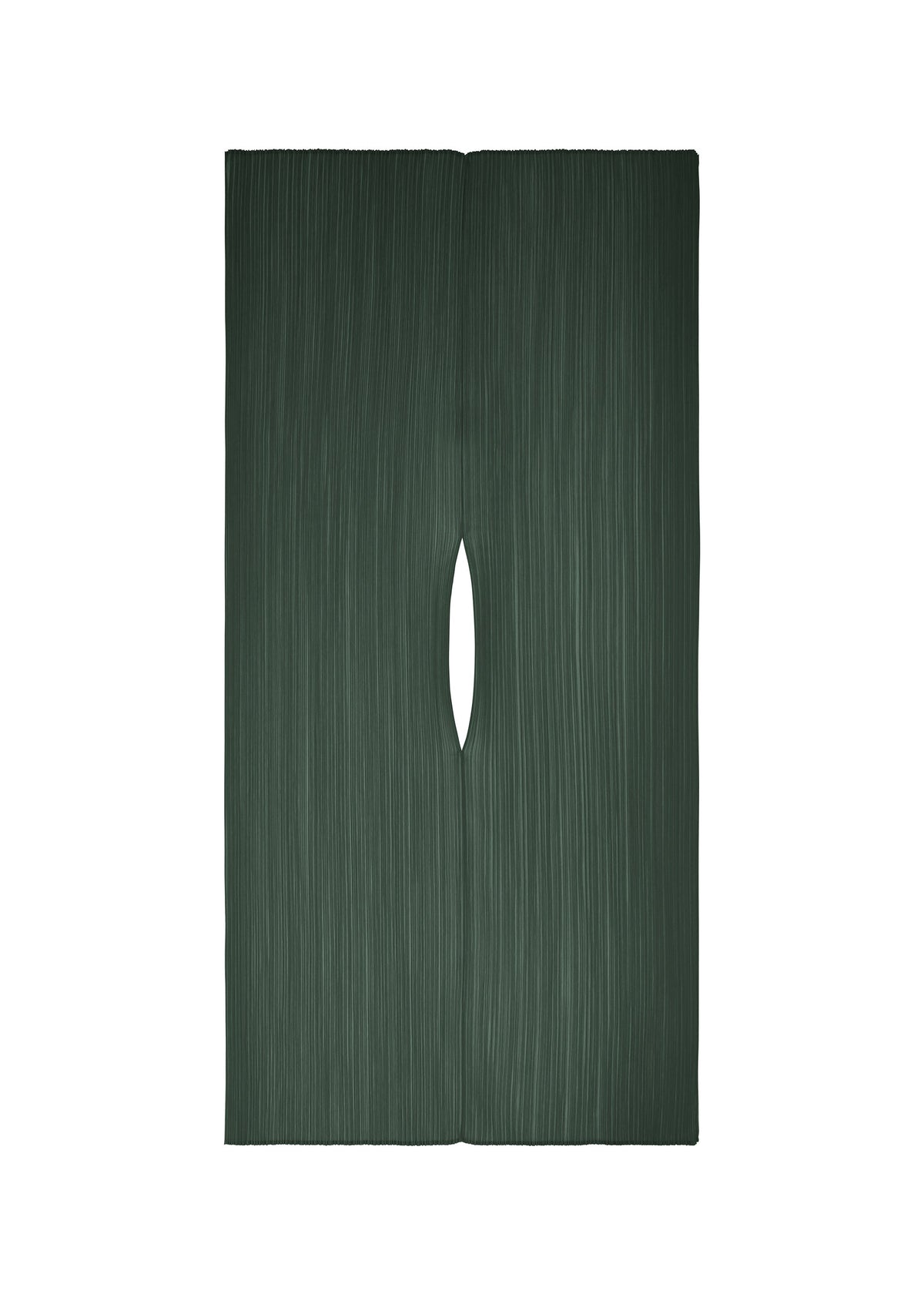 A product shot of the PLEATS PLEASE ISSEY MIYAKE MADAME-T OCTOBER stole in dark green.