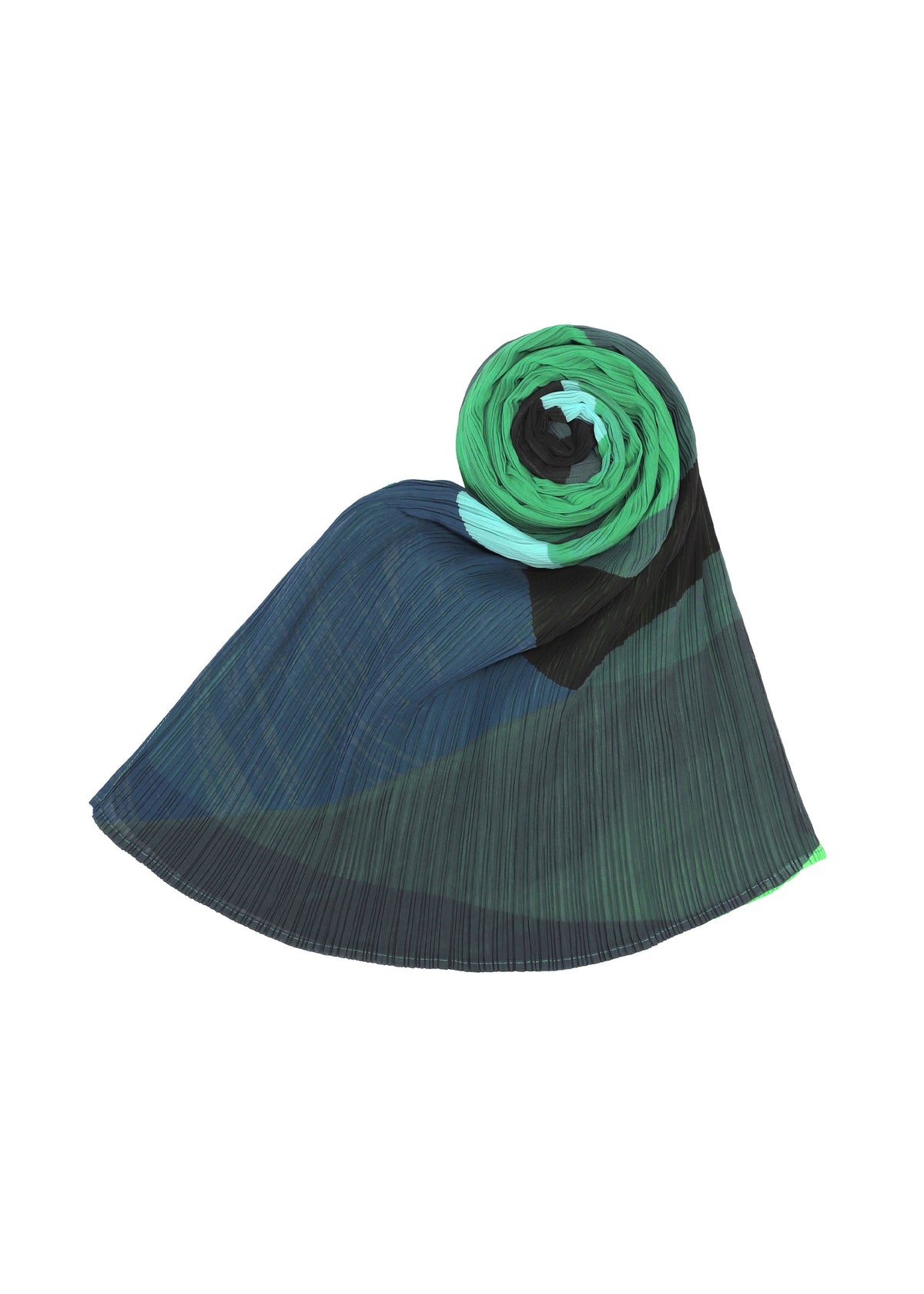 A detail shot of the PLEATS PLEASE ISSEY MIYAKE ORBIT MADAME-T stole.