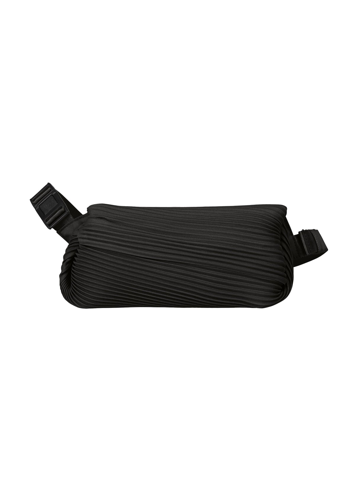 A product shot of the PLEATS PLEASE ISSEY MIYAKE BIAS PLEATS WAIST BAG bag in black.