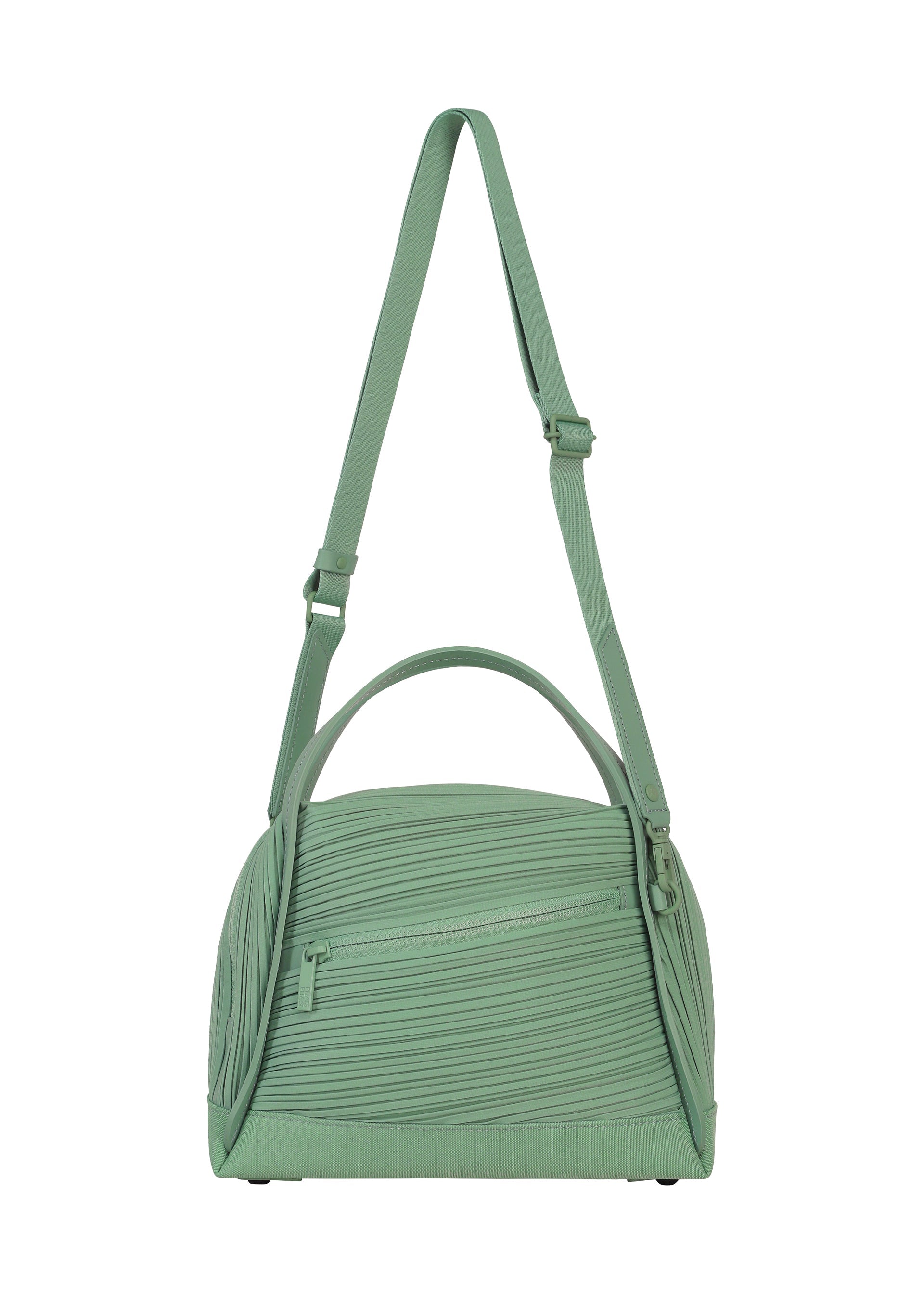 A product shot of the PLEATS PLEASE ISSEY MIYAKE BIAS PLEATS BAG shoulder bag in grayish green.