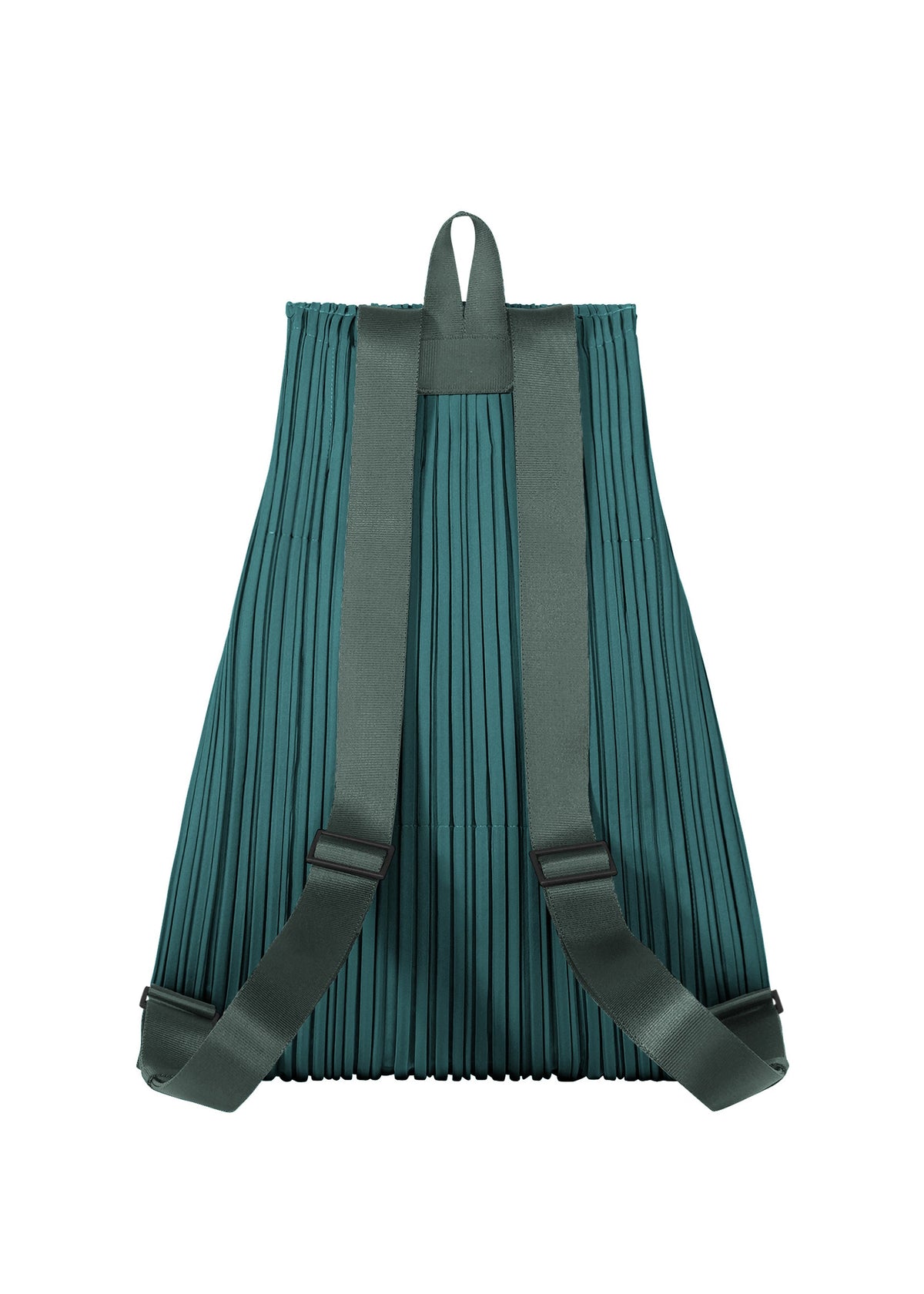 A detail shot of the PLEATS PLEASE ISSEY MIYAKE PLEATS KNAPSACK backpack.